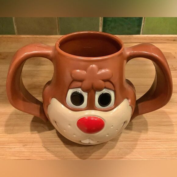EASTER Vintage Nestle Quik Nesquik Bunny Rabbit Plastic Double Handled Mug Cup - Picture 1 of 4